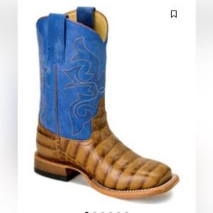 Kids Brown and Blue Western Boots